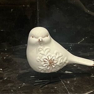 Elegant White Ceramic Bird Figurine